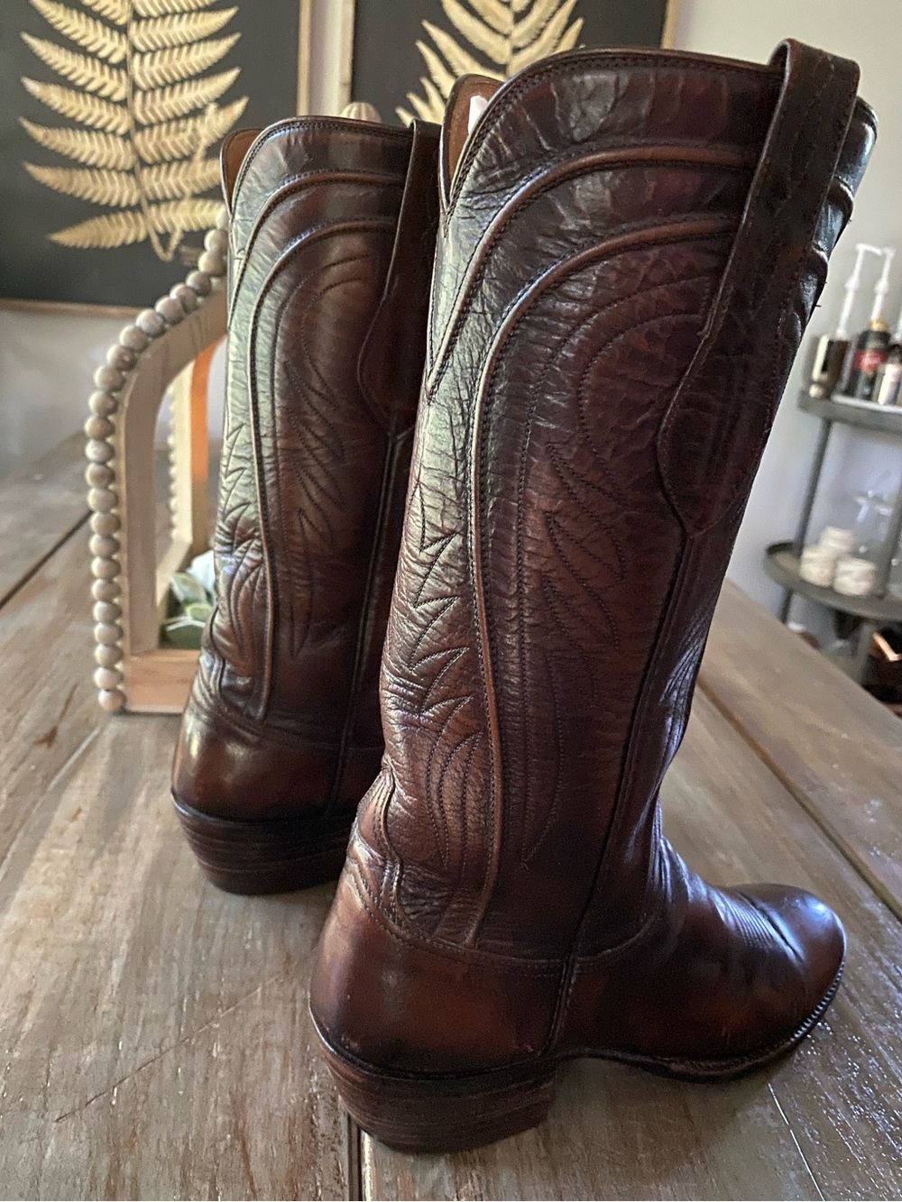 Vtg Luchesse Leather Western San Antonio 8083 Cowboy Boots Womens 7B Brown - Picture 3 of 8
